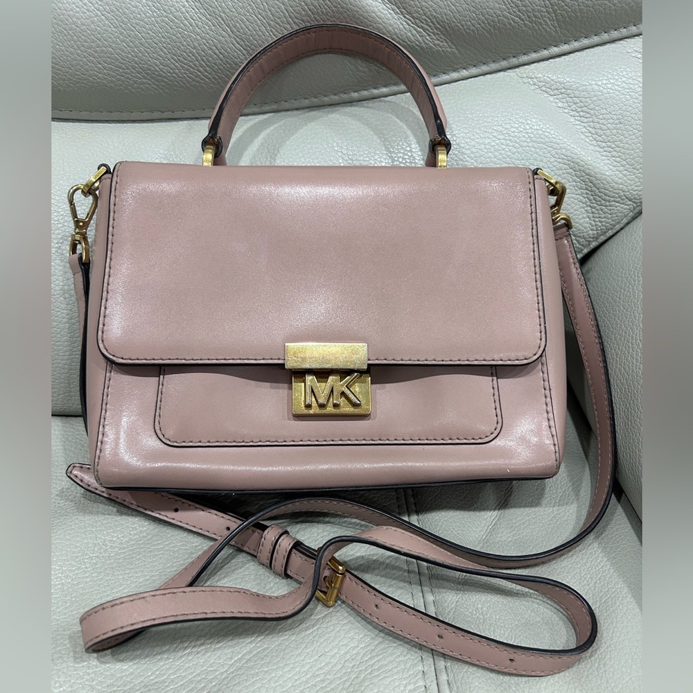 Michael Kors Pink Crossbody Bag with Gold-Toned Clasp